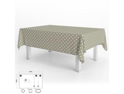 Mantel hule rectangular topos beige impermeable antimanchas pvc 140x250 cm.  recortable uso interior y exterior