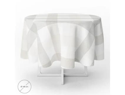 ORYX - Mantel hule redondo cuadros beige impermeable antimanchas pvc ø 140 cm. uso interior y exterior Mantel hule redondo cuadros beige impermeable antimanchas pvc ø 140 cm. uso interior y exterior
