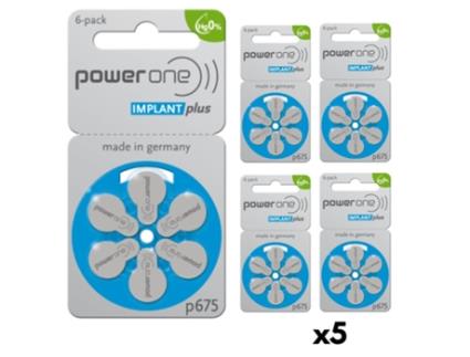 Powerone 675 Baterias de Implante Plus para Aparelhos Auditivos 5 Wafers