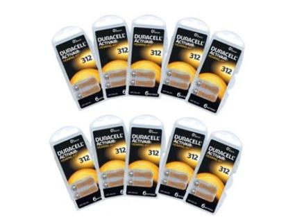 pilhas para aparelhos auditivos Duracell Activair 312 de 10 placas