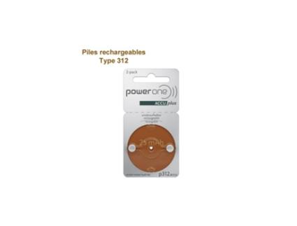 Powerone 312 Baterias de aparelhos auditivos recarreg?veis (Pacote de 2)