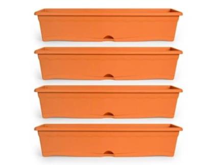 Vasos para Plantas PLASTIKEN com Prato Integrado Terra (4 Un - 6L - Terracota - 80 x 20 x 18 cm)