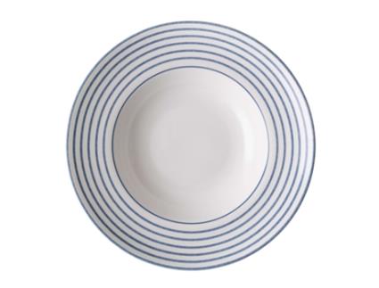 Prato Fundo LAURA ASHLEY Candy Stripe (Azul e Branco - Porcelana - 27.5x27.5x5.4 cm)