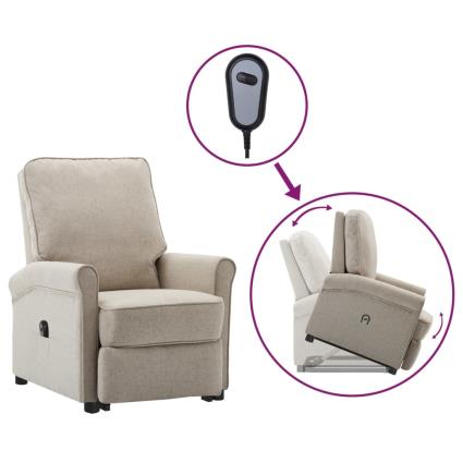 vidaXL Poltrona reclinável elevatória tecido cor creme