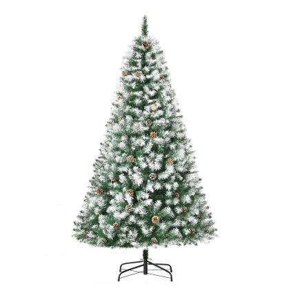 HOMCOM Árvore de Natal Artificial 180cm com 800 Ramos e 61 Pinhas Folhas de PVC com Efeito Neve Base Dobrável e Suporte Metálico Verde   Aosom Portugal
