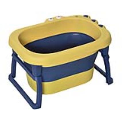 HOMCOM Banheira Dobrável para Bebé de 0-6 Anos Capacidade 105L Banheira Portátil para Crianças 75,3x55,4x43cm Amarelo e Azul   Aosom Portugal