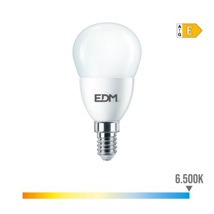 LÂMPADA ESFÉRICA E14 7W 806lm 6500K LUZ FRIA Ø4,8x9,5cm EDM - EDM