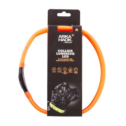 Coleira Luminosa Plana para Cão Laranja