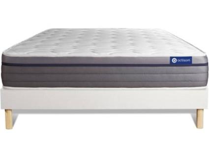 Conjunto de Estrado Branco + Colchão  Actiflex Zen (160x195 cm - Molas Ensacadas)