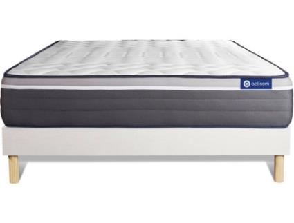 Conjunto de Estrado Branco + Colchão  Actiflex Plus (160x210 cm - Molas Ensacadas)