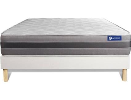 Conjunto de Estrado Branco + Colchão  Actiflex Relax (135x190 cm - Molas Ensacadas)