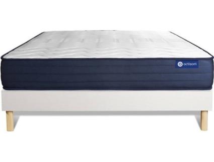 Conjunto de Estrado Branco + Colchão  Actiflex Life (180x220 cm - Molas Ensacadas)
