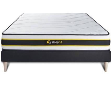 Conjunto de Estrado Preto + Colchão  Flexy (135x200 cm - Molas Ensacadas)