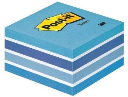 Cubo Notas Aderentes 76 x 76 mm, Cores Sortidas em Azul, 450 folhas
