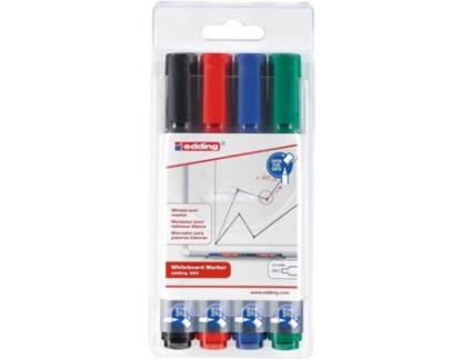 Marcador para quadros brancos 360 com ponta arredondada de 1,5 - 3 mm, cores sortidas, embalagem de 4