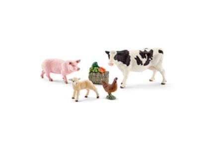 Conjunto de Figuras  Animais da Quinta e Alimentos