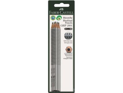 FABER-CASTELL Lápis de Grafite GRIP 2001, Minas HB, Corpo Triangular Prateado com Pega