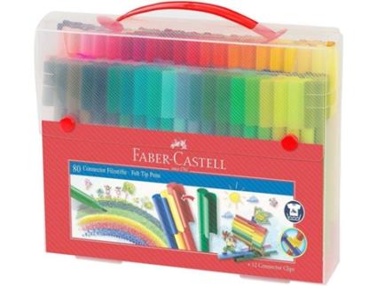 FABER-CASTELL Canetas de Feltro com 12 Conectores, Ponta Média, 80 Cores