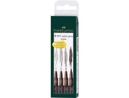 FABER-CASTELL Marcador Fineliner Artist Pitt, XS, S, F, M, Tinta da China Sépia
