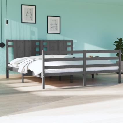 vidaXL Estrutura de cama super king 180x200 cm pinho maciço cinza