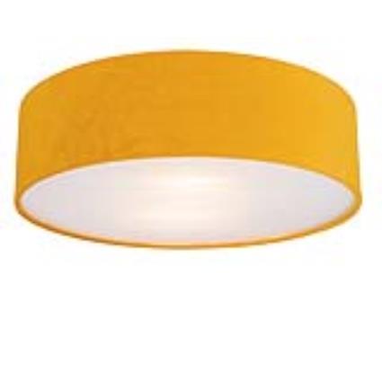 Plafondlamp oker 40 cm met gouden binnenkant - Drum