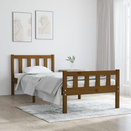 vidaXL Estrutura cama pequena solteiro 75x190 cm madeira castanho mel