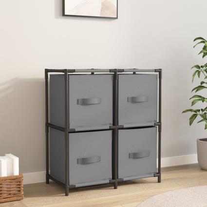 vidaXL Armário de arrumação com 4 cestos tecido 63x30x71 cm aço cinza