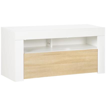 HOMCOM Móvel de TV para Televisores de até 47 Polegadas Móvel para TV Moderno com Prateleiras 2 Compartimentos 100x35x48,4cm Branco   Aosom Portugal