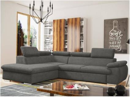 Sofá VENTE-UNIQUE.PT (Cinzento - Tecido - 96x271x221 cm)