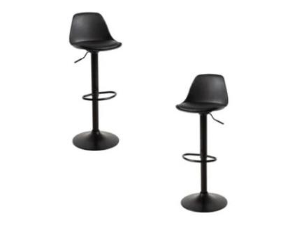 Conjunto 2 Bancos Tulipa Black REGALOS MIGUEL (Couro Sintético - Preto - 95x31x31cm)