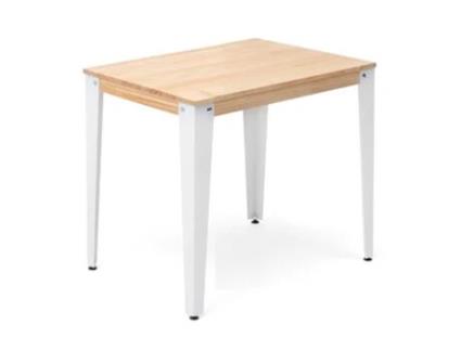 Mesa de Refeição BOX FURNITURE Lunds (Branco - Madeira e Aço - 59 x 59 x 75.5 cm)