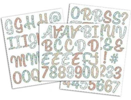 Figuras de Padrões Adesivos e Letras TOGA em Cores Pastel