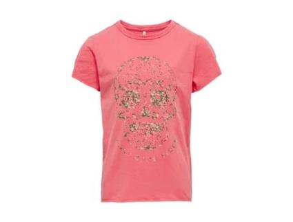 T-shirt ONLY KIDS Koglulu Red Skull sugar coral (Mulher - Tam: 7/8 ans)