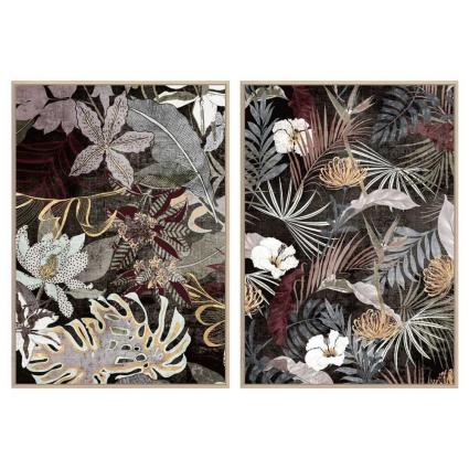 Pintura Dkd Home Decor Folhas Tropical Folha de P.