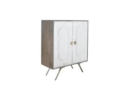 Aparador DKD Home Decor Cinzento Dourado Branco Latão Madeira de mangueira (93 x 41 x 114 cm)