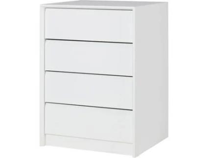 Cómoda MUEBLECASA 4 Gavetas (Aglomerado e Polipropileno  - Branco - 72x45x50 cm )