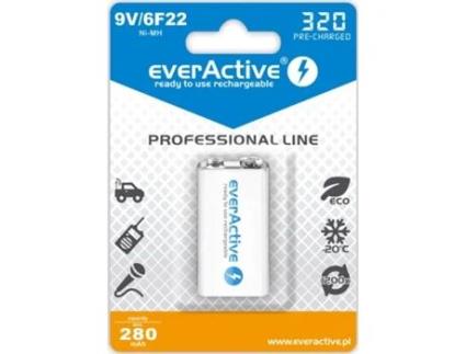 Pilha Recarregável 6F22/9V Ni-MH 320 mAh Pré-carregada
