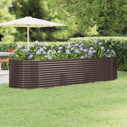 vidaXL Vaso/floreira jardim aço revestido a pó 322x100x68 cm castanho