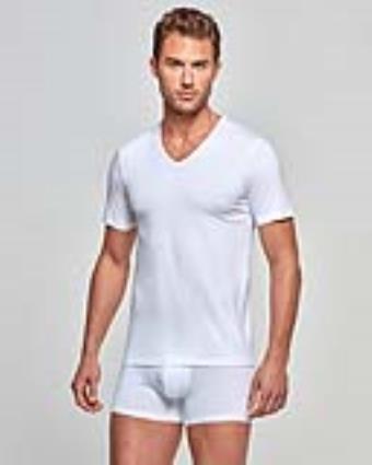 V-neck T-shirt Cotton Stretch