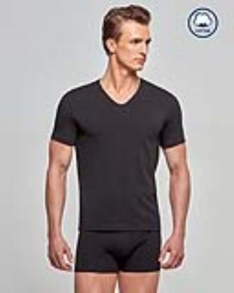 V-neck T-shirt Cotton Stretch