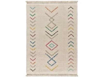 Alfombra shaggy con flecos - ATTICGO - Ziri - Blanco, 160X230 cm