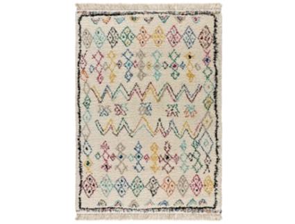 Alfombra de pelo largo con flecos - ATTICGO - Yebel - Blanco, 160X230 cm