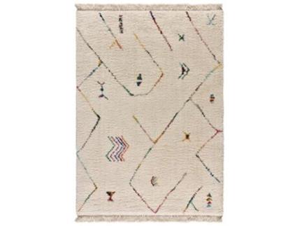 Alfombra shaggy con flecos - ATTICGO - Ziri - Blanco, 200X290 cm