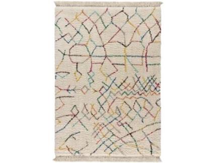 Alfombra de pelo largo con flecos - ATTICGO - Yebel - Blanco, 200X290 cm