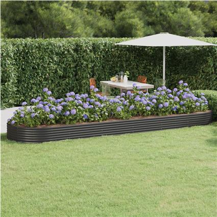 vidaXL Vaso/floreira jardim aço revestido a pó 523x140x36 cm antracite
