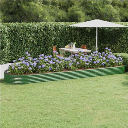 vidaXL Vaso/floreira de jardim aço revestido a pó 523x140x36 cm verde