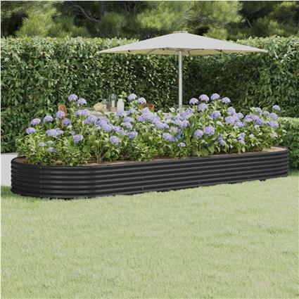 vidaXL Vaso/floreira jardim aço revestido a pó 373x140x36 cm antracite