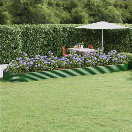 vidaXL Vaso/floreira de jardim aço revestido a pó 600x140x36 cm verde
