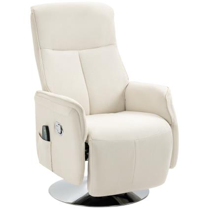 HOMCOM Poltrona de Massagem com Apoio para os Pés Poltrona Relax Reclinável até 135° com 10 Pontos de Massagem 68,5x84x110cm Creme   Aosom Portugal
