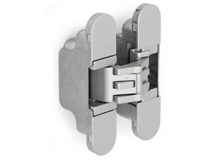Bisagra invisible kubica k2760 cromo satinado  autocentrante. 60kgs/2bis. 135x76mm.